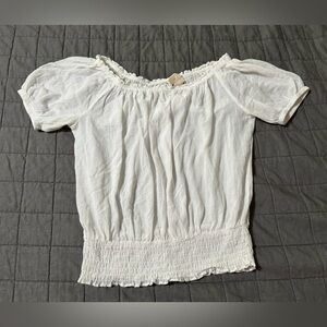 MICHAEL Michael Kors Women's White Sheer Linen top / shirt / blouse Size Medium